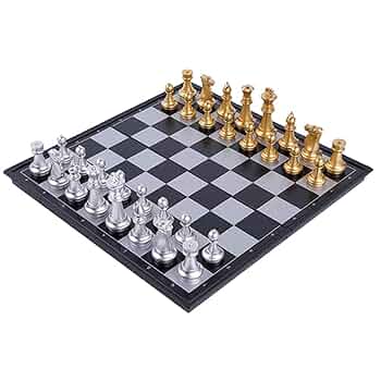 Medium Magnetic Gold & Silver Chess Set (with Video Guide) And Instruction Book