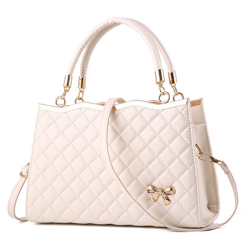Urban Lady Quilted PU Leather Tote Bag With Butterfly Bow Accent