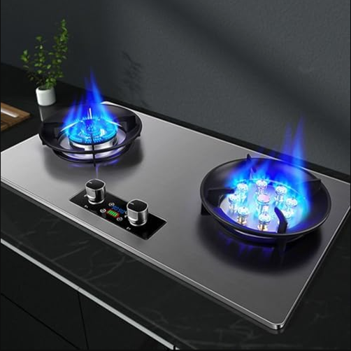 5.2KW Dual Burner Gas Stove With Timer Function, Tabletop/Built-in Or Desktop/Embedded Installation (LPG/NG Convertible)