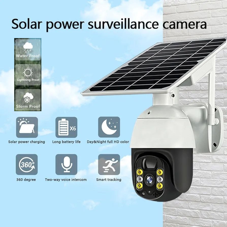 X6 360° Solar Powered Wireless Cctv Camera, Full Hd Color Nig...