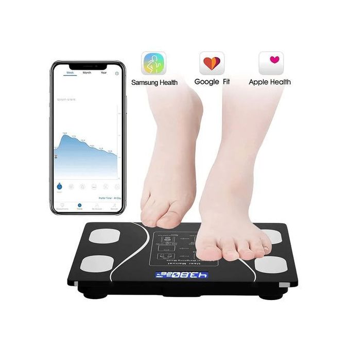Tempered Glass Bluetooth 26cm Rechargeable Digital Weight Scale