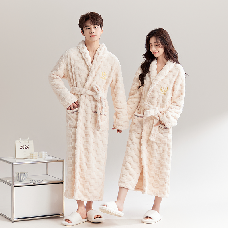 Thick Matching Plush French Flannel Bathrobes For Couples (pr...