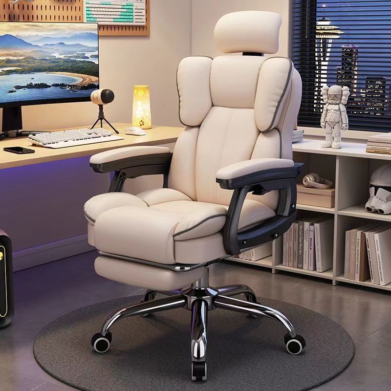 An Ergonomic, Reclining Office Or Gaming Swivel Chair With A Footrest, Designed For Comfort During Long Periods Of Sitting