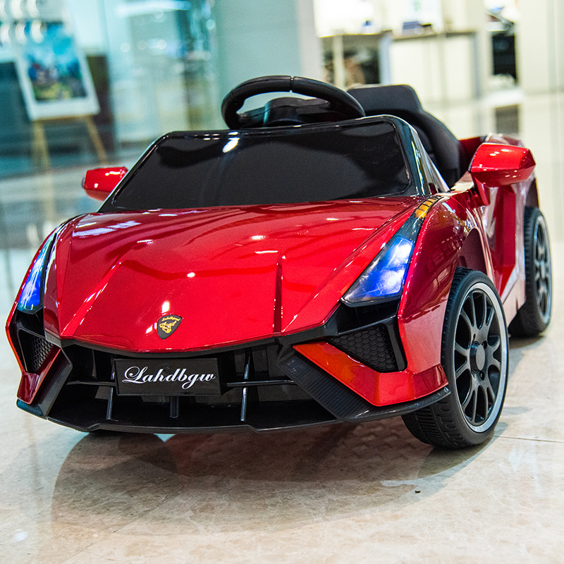 Kids 12V Electric Ride-On Sports Car With Parental Remote Control, LED Lights, And Music, Lambo Style